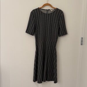 Freeway Charcoal‎ and White Striped Midi Dress Size Large